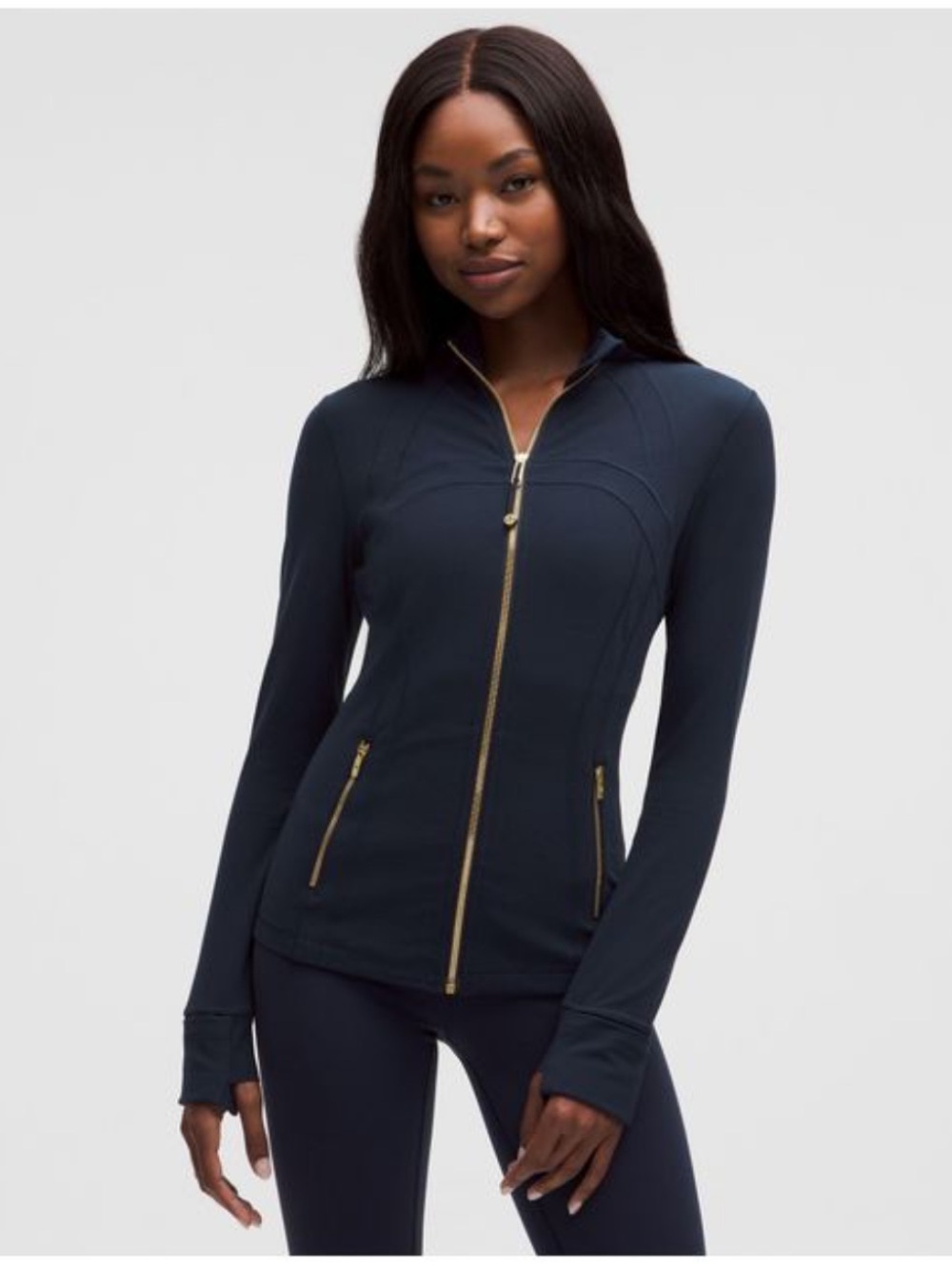 lululemon athletica Deep Blue  Jacket with Gold Zipper Sz 2